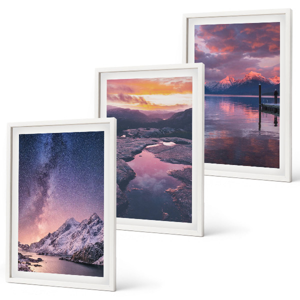 Set 3 slike u okviru Planine, voda, prekrasni krajolici