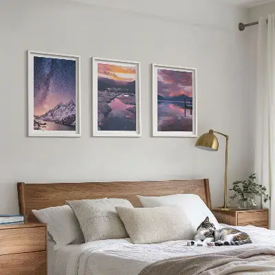 Set od 3 slike u okviru planine, voda i prekrasni krajolici