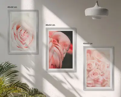 Triptih Pastelno ružičasti flamingosi u okviru