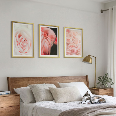 Triptih u okviru Pastelno ružičasti flamingosi nježno