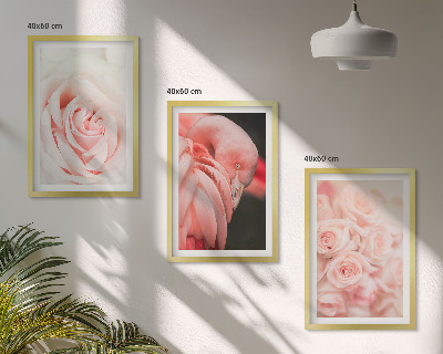Triptih u okviru Pastelno ružičasti flamingosi nježno