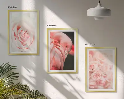 Triptih Pastelno ružičasti flamingosi u okviru