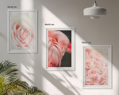 Triptih u okviru Pastelno ružičasti flamingosi nježno