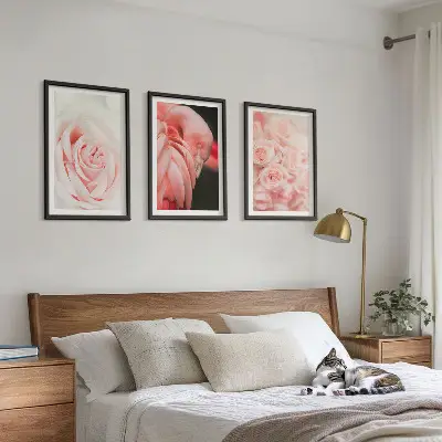Triptih Pastelno ružičasti flamingosi u okviru