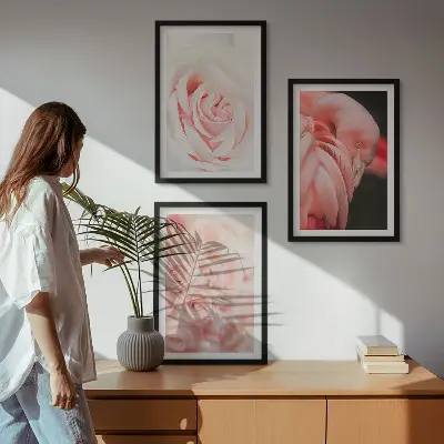 Triptih Pastelno ružičasti flamingosi u okviru
