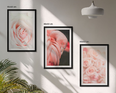 Triptih u okviru Pastelno ružičasti flamingosi nježno