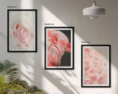Triptih Pastelno ružičasti flamingosi u okviru