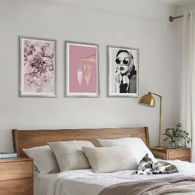 Ružino cvijeće i elegantna dama set od 3 slike u okviru