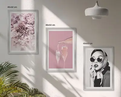 Ružino cvijeće i elegantna dama set od 3 slike u okviru