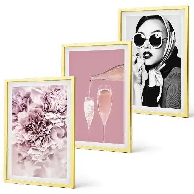 Ružino cvijeće i elegantna dama set od 3 slike u okviru