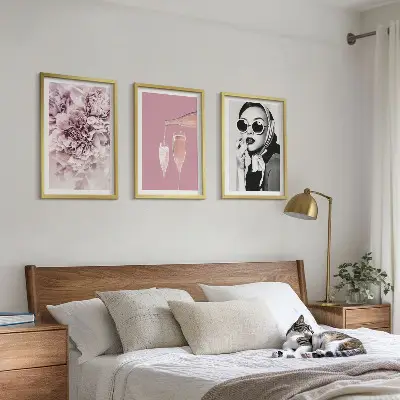 Ružino cvijeće i elegantna dama set od 3 slike u okviru