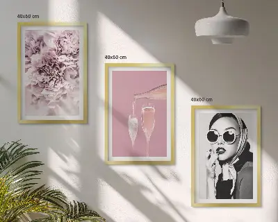 Ružino cvijeće i elegantna dama set od 3 slike u okviru