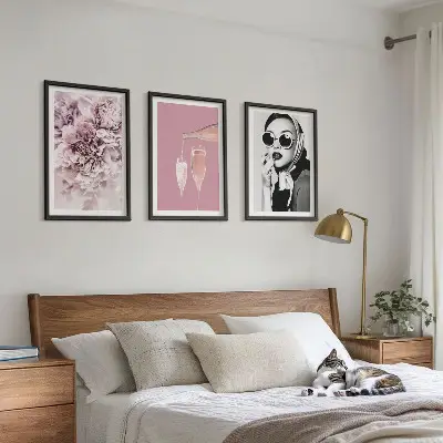Ružino cvijeće i elegantna dama set od 3 slike u okviru