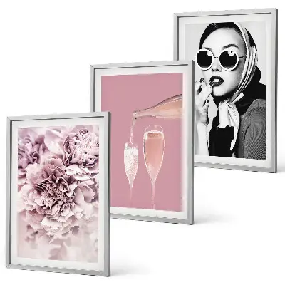 Ružino cvijeće i elegantna dama set od 3 slike u okviru