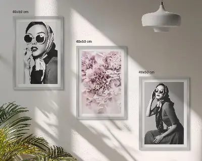 Elegantni portreti žena s cvijećem triptih u okviru