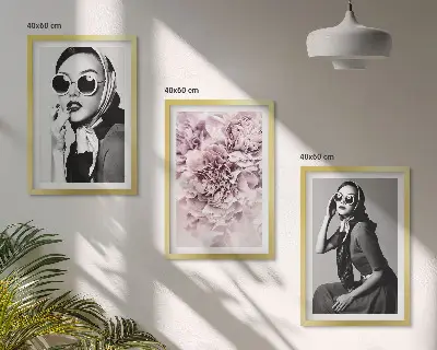 Elegantni portreti žena s cvijećem triptih u okviru