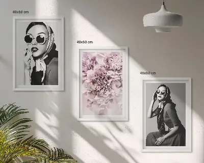 Elegantni portreti žena s cvijećem triptih u okviru