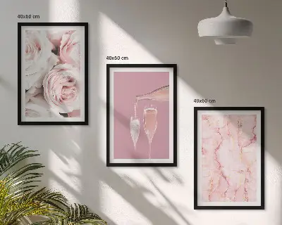Zidna galerija mramorna pozadina sa šampanjskim ružama