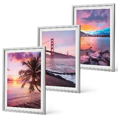 Set 3 slike u okviru pejzaž mosta pri zalasku sunca
