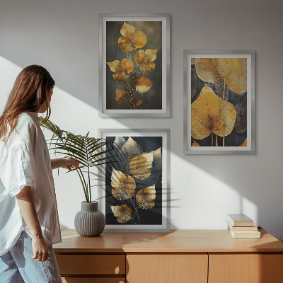Zidna galerija Žuto lišće na tamnoj pozadini