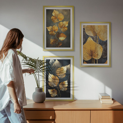 Zidna galerija Žuto lišće na tamnoj pozadini