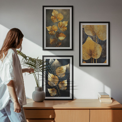 Zidna galerija Žuto lišće na tamnoj pozadini