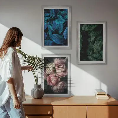 Zidna galerija lišće i cvijeće u različitim bojama