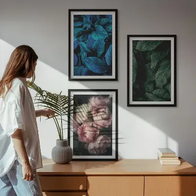 Zidna galerija lišće i cvijeće u različitim bojama