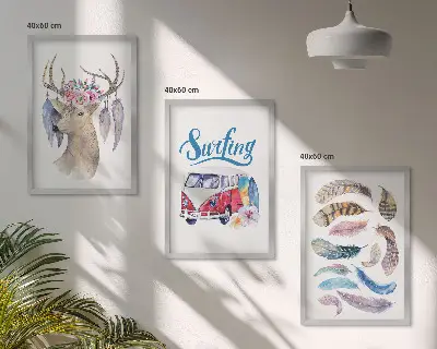 Zidna galerija kombi s uzorkom cvijeća i rogova jelena