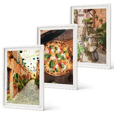 Šarmantne ulice s pizzom set od 3 slike u okviru