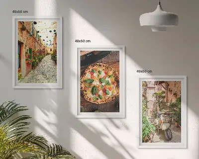 Šarmantne ulice s pizzom set od 3 slike u okviru