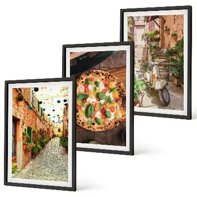 Šarmantne ulice s pizzom set od 3 slike u okviru