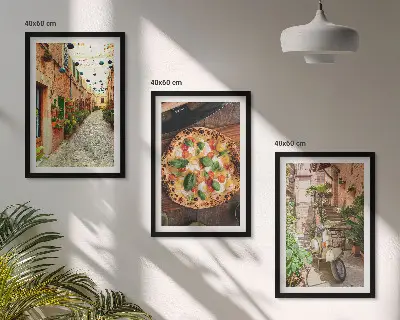 Šarmantne ulice s pizzom set od 3 slike u okviru
