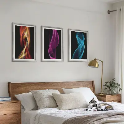 Zidna galerija neonske valovite linije na tamnoj pozadini