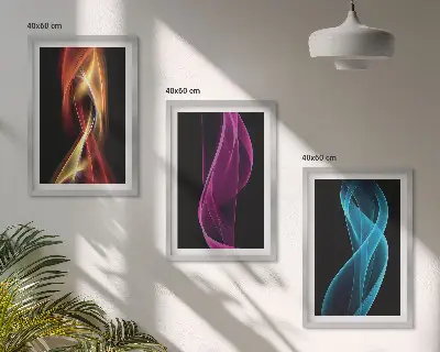 Zidna galerija neonske valovite linije na tamnoj pozadini