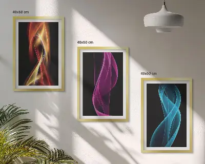 Zidna galerija neonske valovite linije na tamnoj pozadini