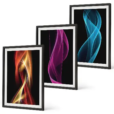Zidna galerija neonske valovite linije na tamnoj pozadini