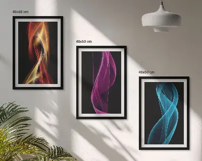 Zidna galerija neonske valovite linije na tamnoj pozadini