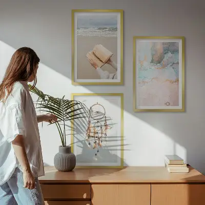 Apstraktna knjiga o moru u bohemskom stilu triptih u okviru