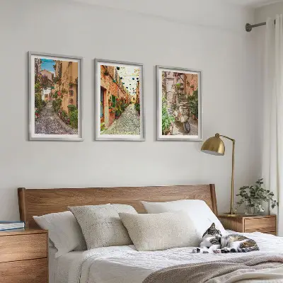 Set od 3 slike u okviru motivi ulica, cvijeća i talijanske atmosfere