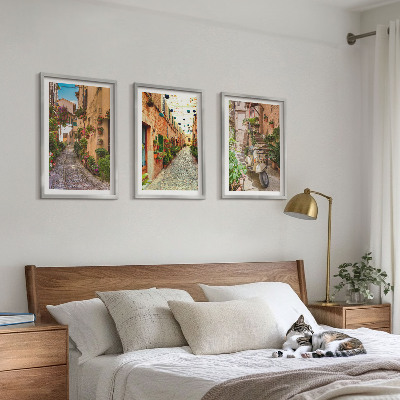 Set 3 slike u okviru Ulice, cvijeće, talijanska atmosfera