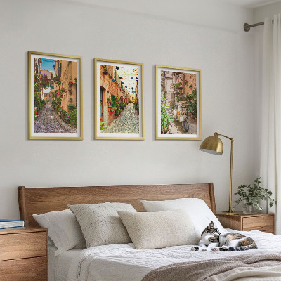 Set 3 slike u okviru Ulice, cvijeće, talijanska atmosfera