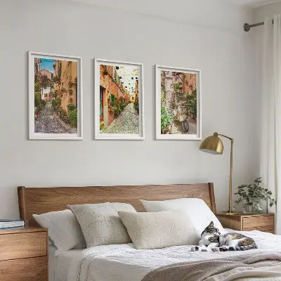 Set od 3 slike u okviru motivi ulica, cvijeća i talijanske atmosfere