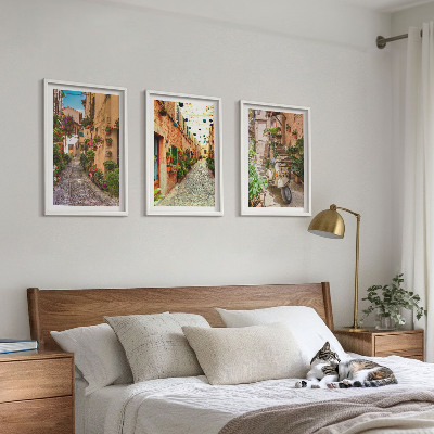 Set 3 slike u okviru Ulice, cvijeće, talijanska atmosfera