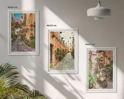 Set od 3 slike u okviru motivi ulica, cvijeća i talijanske atmosfere