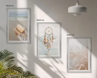Mirni boho ljetni pejzaži triptih u okviru
