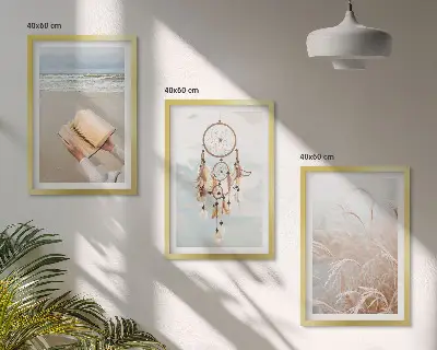 Mirni boho ljetni pejzaži triptih u okviru