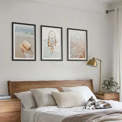 Mirni boho ljetni pejzaži triptih u okviru