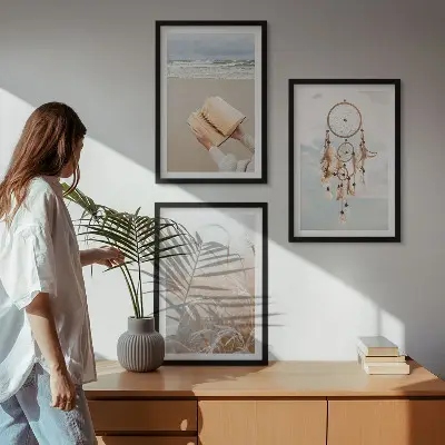 Mirni boho ljetni pejzaži triptih u okviru