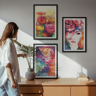 Zidna galerija Portret žene s intenzivnim cvijećem